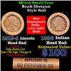 Image 1 : Mixed small cents 1c orig shotgun roll, 1919-d Wheat Cent, 1896 Indian Cent other end, brinks Wrappe