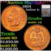 Image 1 : ***Auction Highlight*** 1904 Indian Cent 1c Graded ms65+ rd By SEGS (fc)