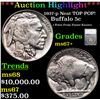 Image 1 : ***Auction Highlight*** 1937-p Buffalo Nickel Neat TOP POP! 5c Graded ms67+ By SEGS (fc)