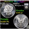 Image 1 : ***Auction Highlight*** 1880-s Morgan Dollar $1 Graded ms66 pl By SEGS (fc)