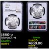 Image 1 : NGC 1880-p Morgan Dollar $1 Graded ms64 By NGC