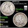 Image 1 : 1875-cc Twenty Cent Piece 20c Graded f15 By SEGS