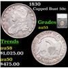 Image 1 : 1830 Capped Bust Half Dollar 50c Graded au53 BY SEGS