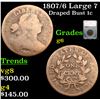 Image 1 : 1807/6 Large 7 Draped Bust Large Cent 1c Graded g6 By SEGS