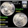 Image 1 : 1922-p Peace Dollar $1 Graded ms65+ By SEGS