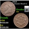 Image 1 : 1813 Classic Head Large Cent 1c Graded f15 By SEGS
