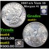 Image 1 : 1887-s Morgan Dollar /s Vam 16 $1 Graded Select+ Unc By USCG