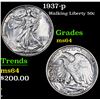 Image 1 : 1937-p Walking Liberty Half Dollar 50c Grades Choice Unc
