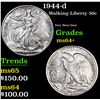 Image 1 : 1944-d Walking Liberty Half Dollar 50c Grades Choice+ Unc