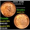 Image 1 : 1909 VDB Lincoln Cent 1c Grades GEM Unc BN
