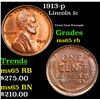 Image 1 : 1913-p Lincoln Cent 1c Grades GEM Unc RB
