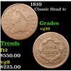 Image 1 : 1810 Classic Head Large Cent 1c Grades vg+