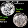 Image 1 : 1938-p Mercury Dime 10c Grades GEM+ Unc