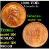 Image 1 : 1909 VDB Lincoln Cent 1c Grades GEM+ Unc BN