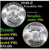 Image 1 : 1948-d Franklin Half Dollar 50c Grades Choice Unc+ FBL