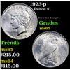 Image 1 : 1923-p Peace Dollar $1 Grades GEM Unc