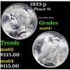 Image 1 : 1923-p Peace Dollar $1 Grades Choice+ Unc