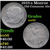 Image 1 : 1923-s Monroe Old Commem Half Dollar 50c Grades AU, Almost Unc