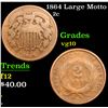 Image 1 : 1864 Large Motto Two Cent Piece 2c Grades vg+