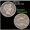 Image 1 : 1913-p Barber Dime 10c Grades VF Details