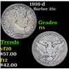Image 1 : 1916-d Barber Quarter 25c Grades f+