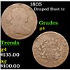 Image 1 : 1805 Draped Bust Large Cent 1c Grades g, good