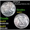 Image 1 : 1943-p Walking Liberty Half Dollar 50c Grades Select+ Unc