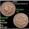 Image 1 : 1836 Coronet Head Large Cent 1c Grades f+