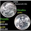 Image 1 : Proof 1951 Roosevelt Dime 10c Grades GEM++ Proof