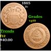 Image 1 : 1865 Two Cent Piece 2c Grades vg+