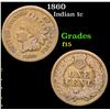 Image 1 : 1860 Indian Cent 1c Grades f+