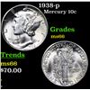 Image 1 : 1938-p Mercury Dime 10c Grades GEM+ Unc