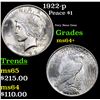 Image 1 : 1922-p Peace Dollar $1 Grades Choice+ Unc