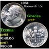 Image 1 : Proof 1951 Roosevelt Dime 10c Grades GEM++ Proof