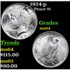Image 1 : 1924-p Peace Dollar $1 Grades Choice Unc