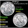 Image 1 : 1946-p Walking Liberty Half Dollar 50c Grades Choice+ Unc