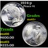 Image 1 : 1924-p Peace Dollar $1 Grades GEM+ Unc