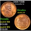 Image 1 : 1909 VDB Lincoln Cent 1c Grades Choice Unc RB
