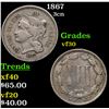 Image 1 : 1867 Three Cent Copper Nickel 3cn Grades vf++