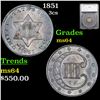 Image 1 : 1851 Three Cent Silver 3cs Graded ms64 By SEGS