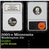 Image 1 : Proof NGC 2005-s Minnesota Washington Quarter 25c Graded pr70 dcam By NGC