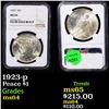 Image 1 : NGC 1923-p Peace Dollar $1 Graded ms64 By NGC