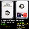 Image 1 : Proof NGC 2008-s Silver Arizona Washington Quarter 25c Graded pr70 dcam By NGC