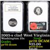 Image 1 : Proof NGC 2005-s clad West Virginia Washington Quarter 25c Graded pr70 dcam By NGC