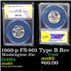 Image 1 : ANACS 1960-p Washington Quarter FS-901 Type B Rev 25c Graded ms65 By ANACS