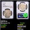 Image 1 : NGC 1878-s Morgan Dollar $1 Graded ms63 By NGC