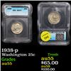 Image 1 : PCGS 1938-p Washington Quarter 25c Graded au55 By PCGS