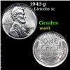 Image 1 : 1943-p Lincoln Cent 1c Grades Select Unc