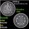 Image 1 : 1850-p Seated Liberty Dime 10c Grades vf, very fine