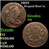 Image 1 : 1802 Draped Bust Large Cent 1c Grades f, fine